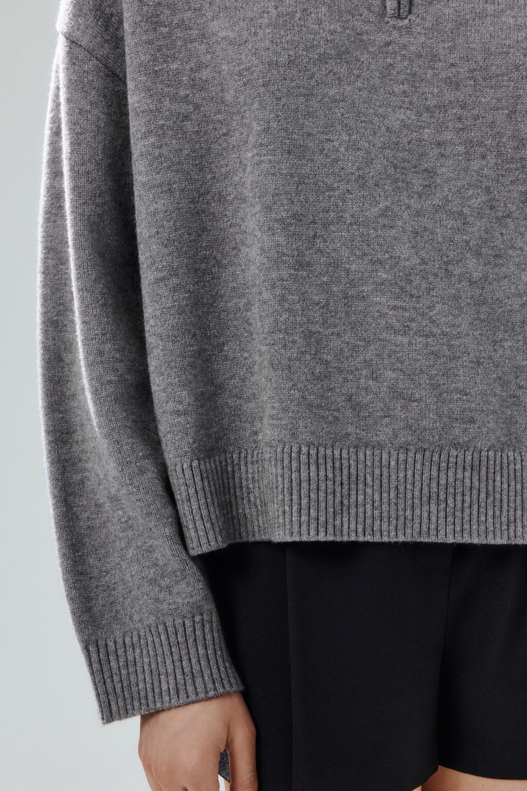 Свитер с воротником на молнии - цвет серый - 6