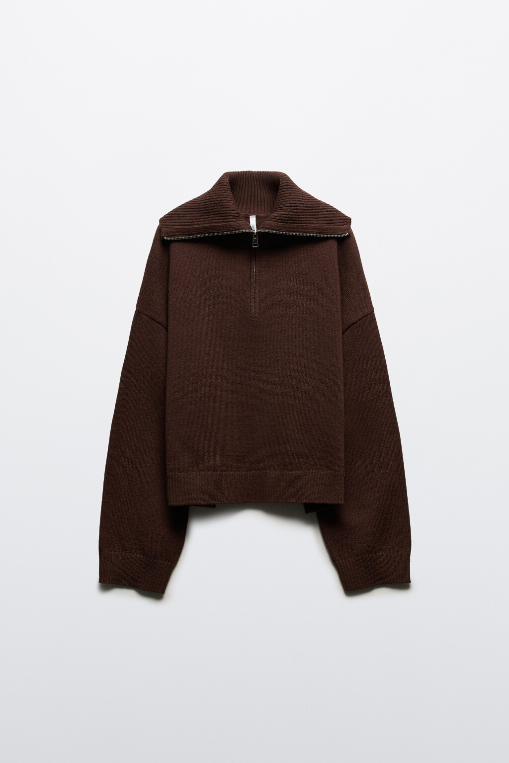 Свитер с воротником на молнии - цвет коричневый - 8