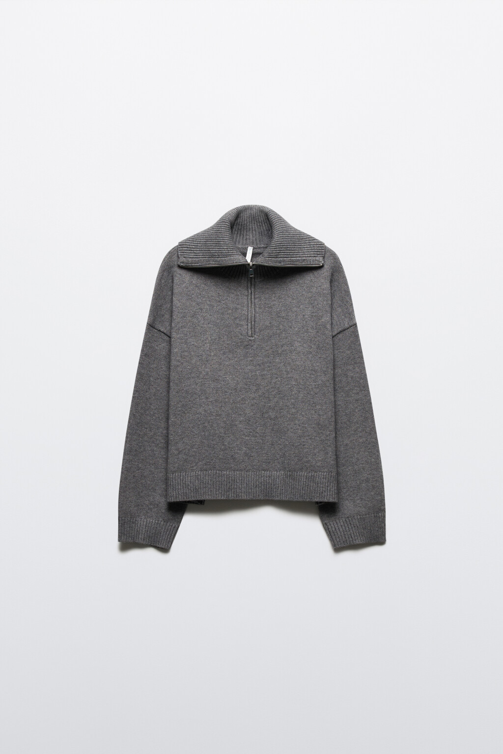Свитер с воротником на молнии - цвет серый - 7