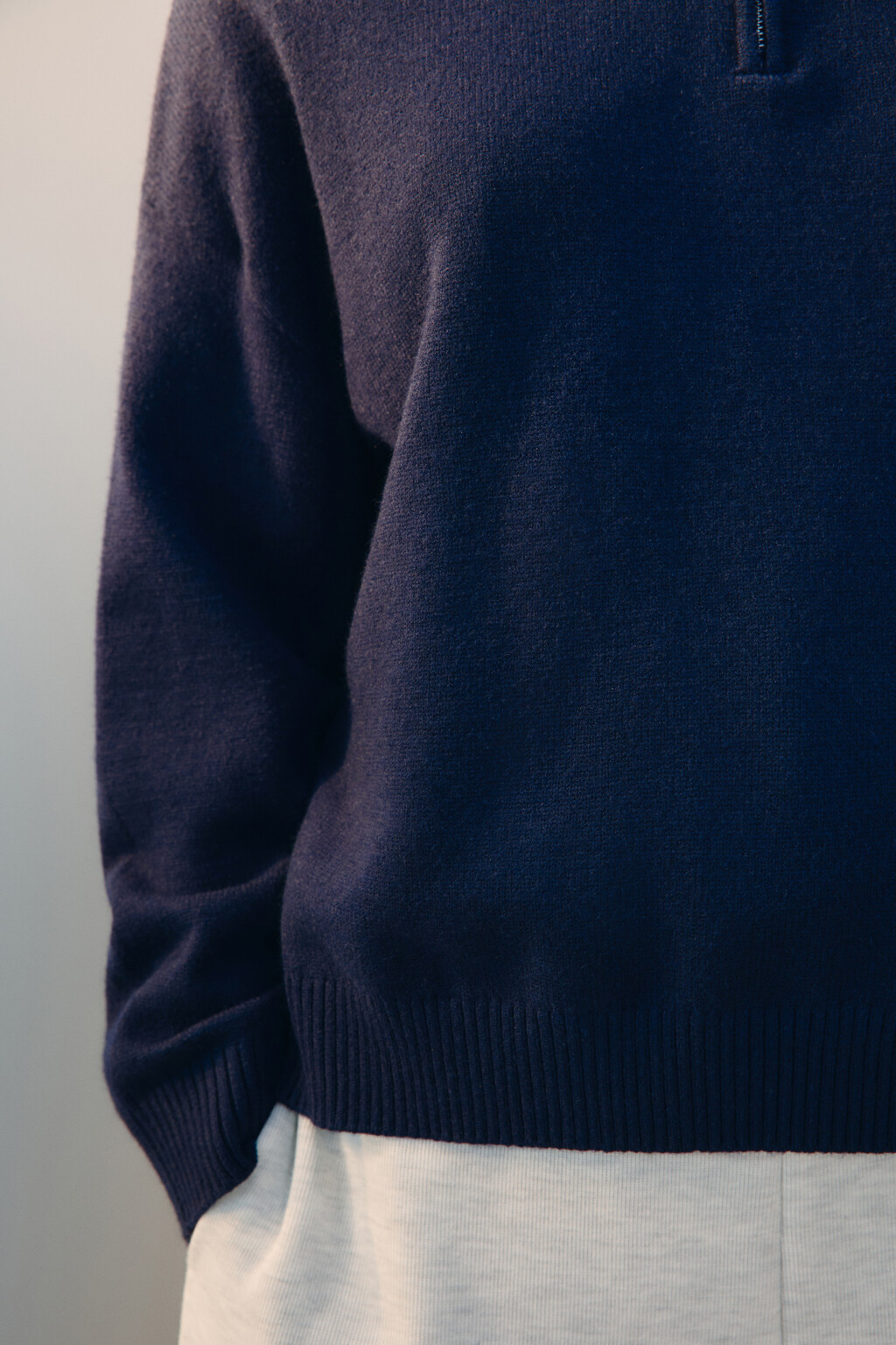 Свитер с воротником на молнии - цвет синий - 6