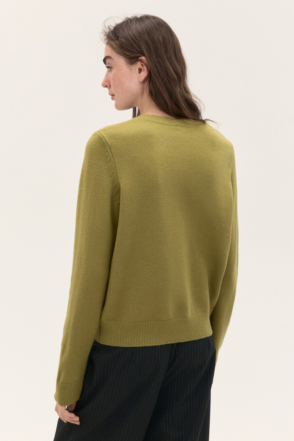 Джемпер вязаный свободный - цвет зеленый - 3