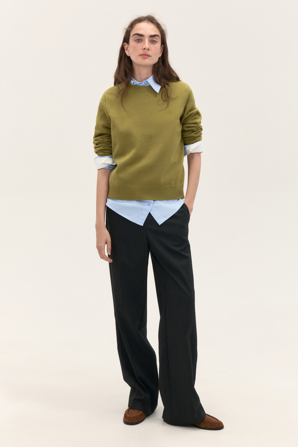 Джемпер вязаный свободный - цвет зеленый - 4