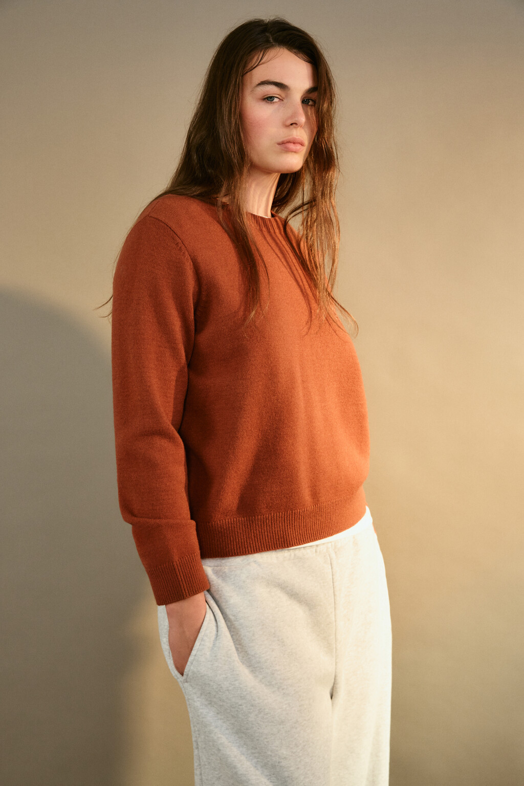 Джемпер вязаный свободный - цвет красный - 1