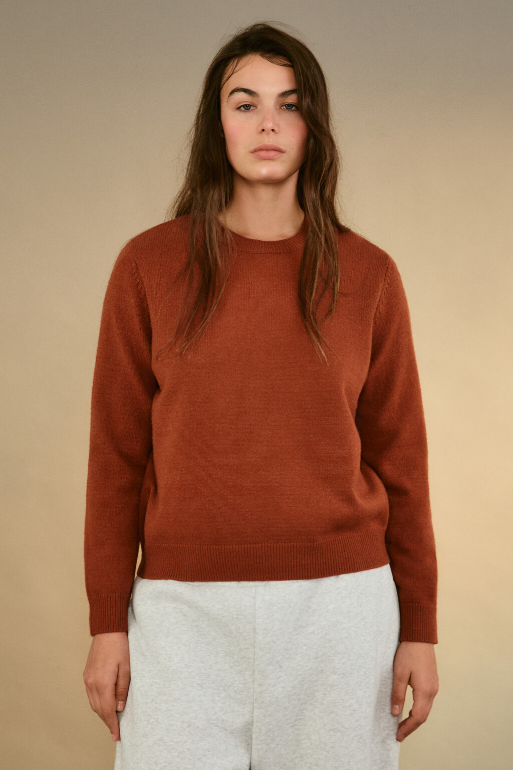 Джемпер вязаный свободный - цвет красный - 2