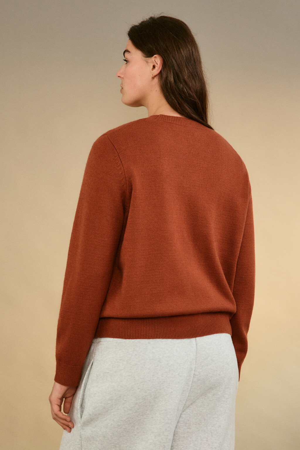 Джемпер вязаный свободный - цвет красный - 3