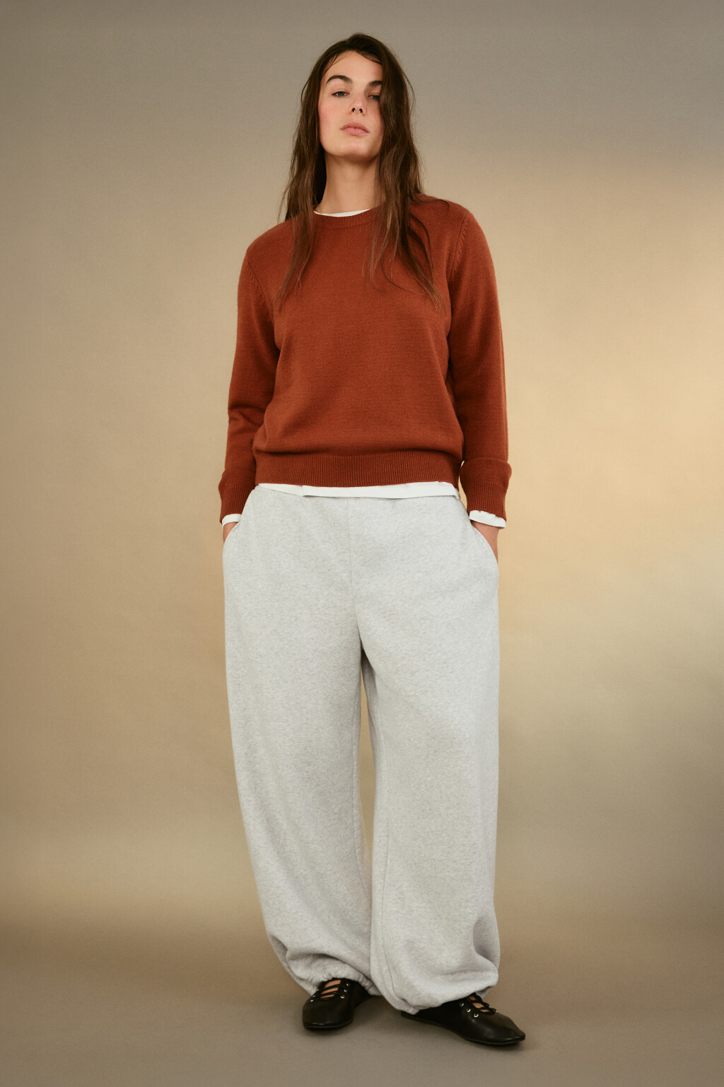 Джемпер вязаный свободный - цвет красный - 4