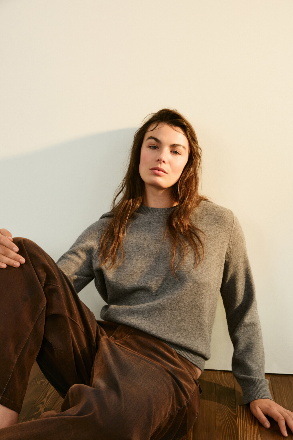 Джемпер вязаный свободный - цвет серый - 1