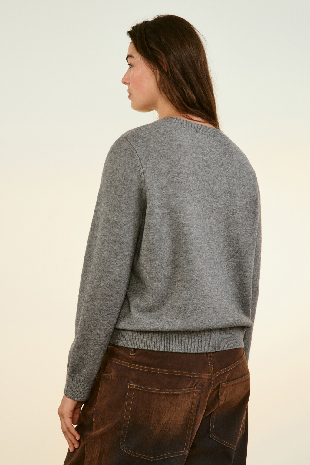 Джемпер вязаный свободный - цвет серый - 3