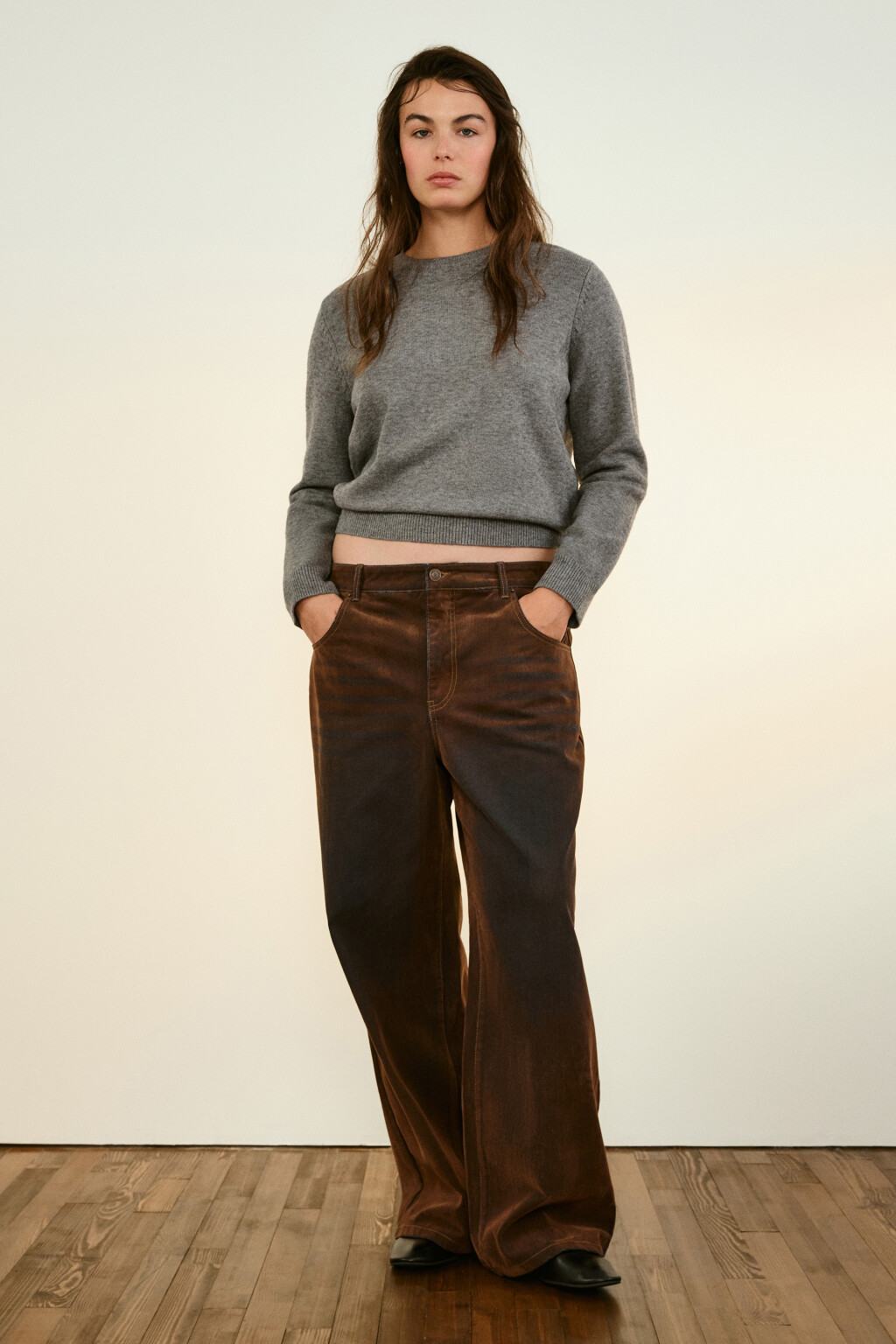 Джемпер вязаный свободный - цвет серый - 4