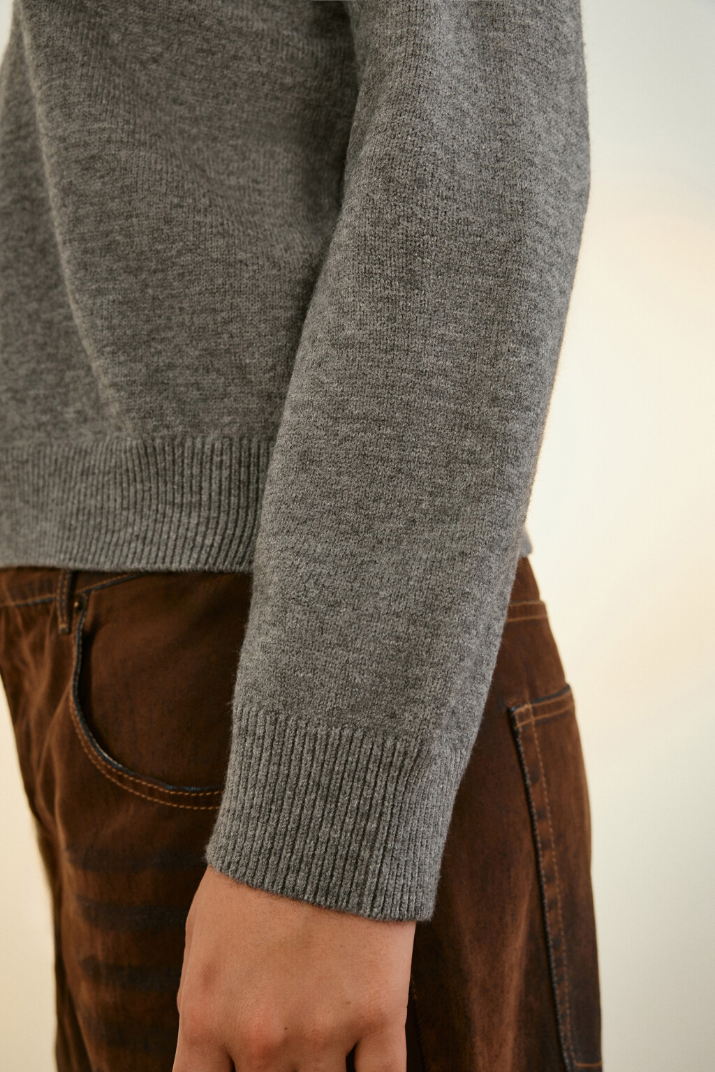 Джемпер вязаный свободный - цвет серый - 7