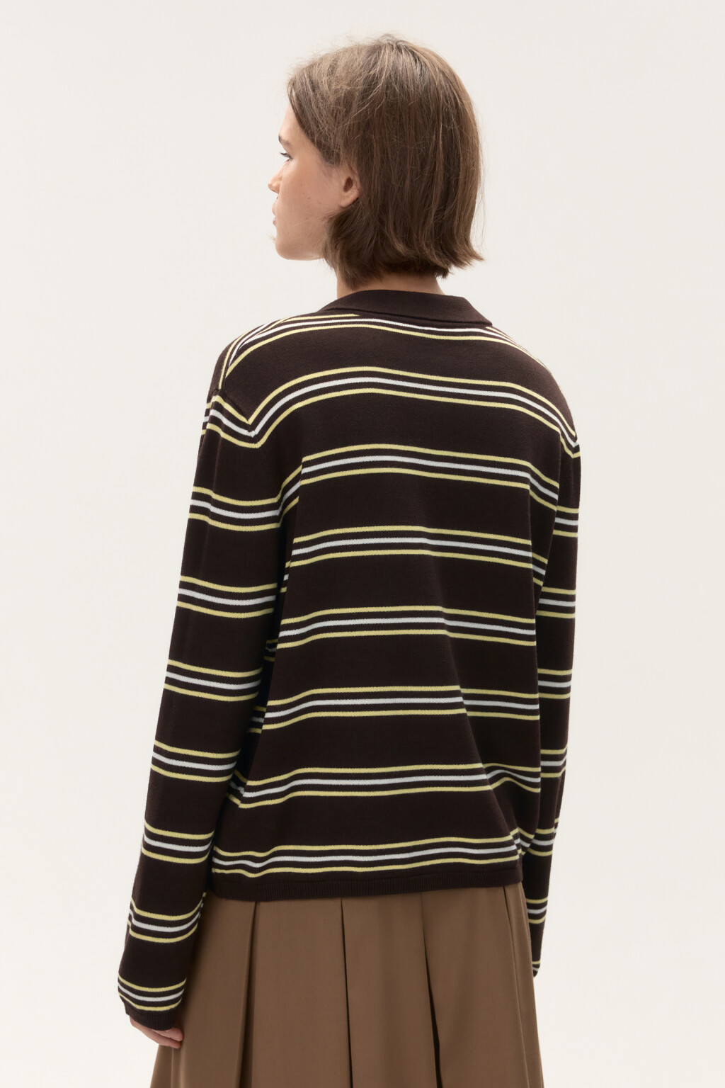 Джемпер-поло в полоску - цвет коричневый - 4