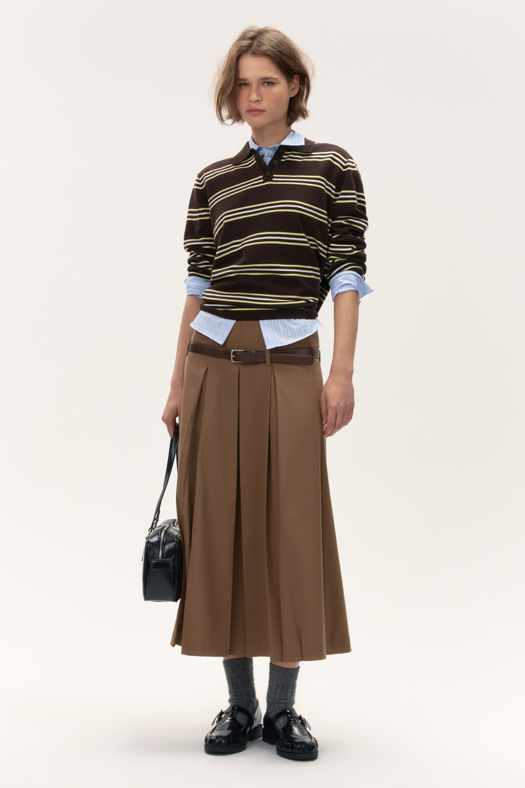 Джемпер-поло в полоску - цвет коричневый - 5