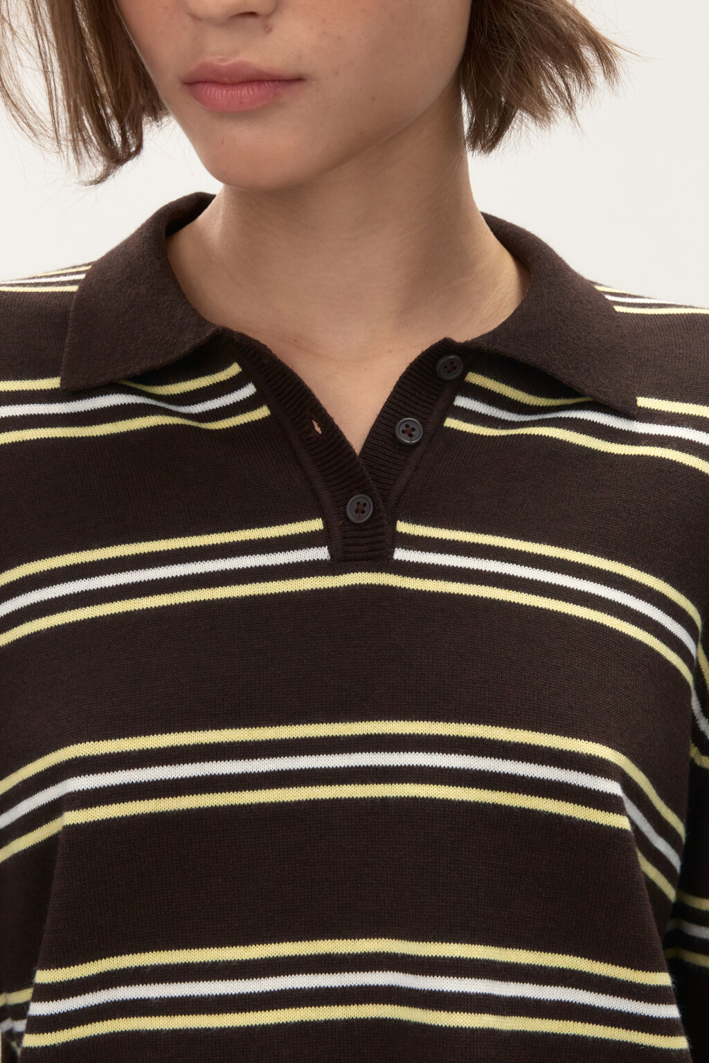 Джемпер-поло в полоску - цвет коричневый - 6