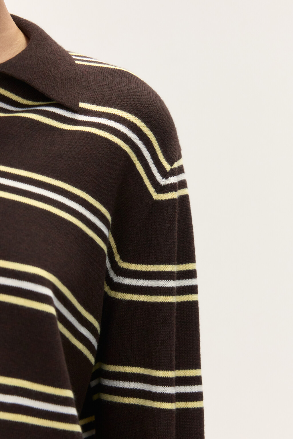 Джемпер-поло в полоску - цвет коричневый - 7