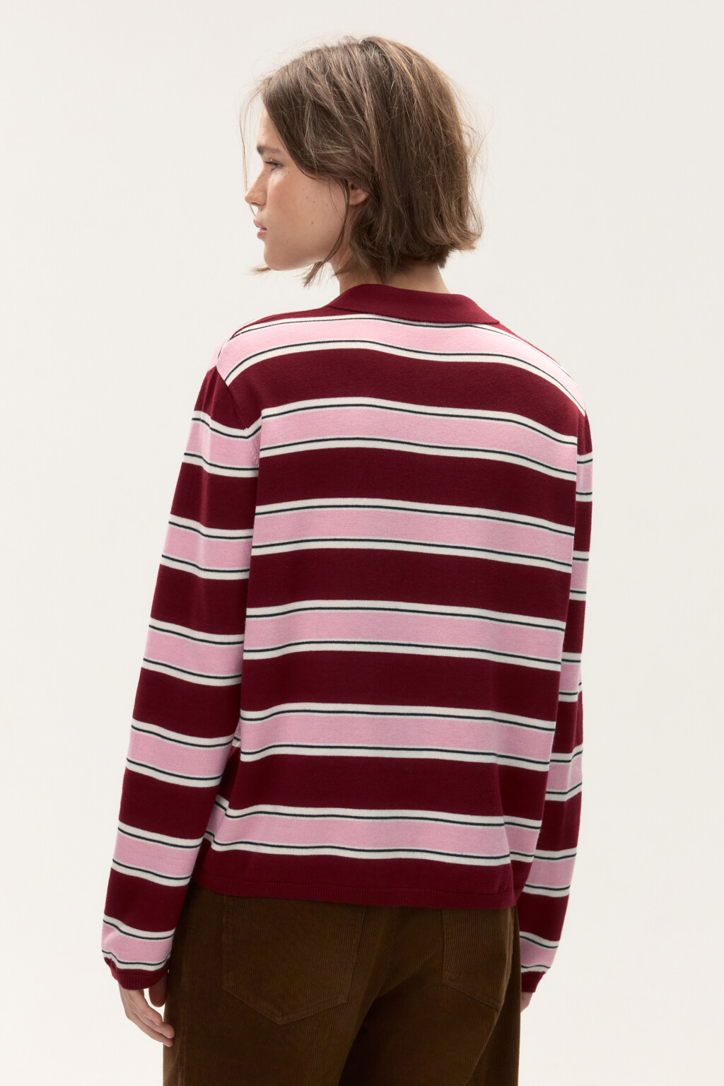 Джемпер-поло в полоску - цвет красный - 3