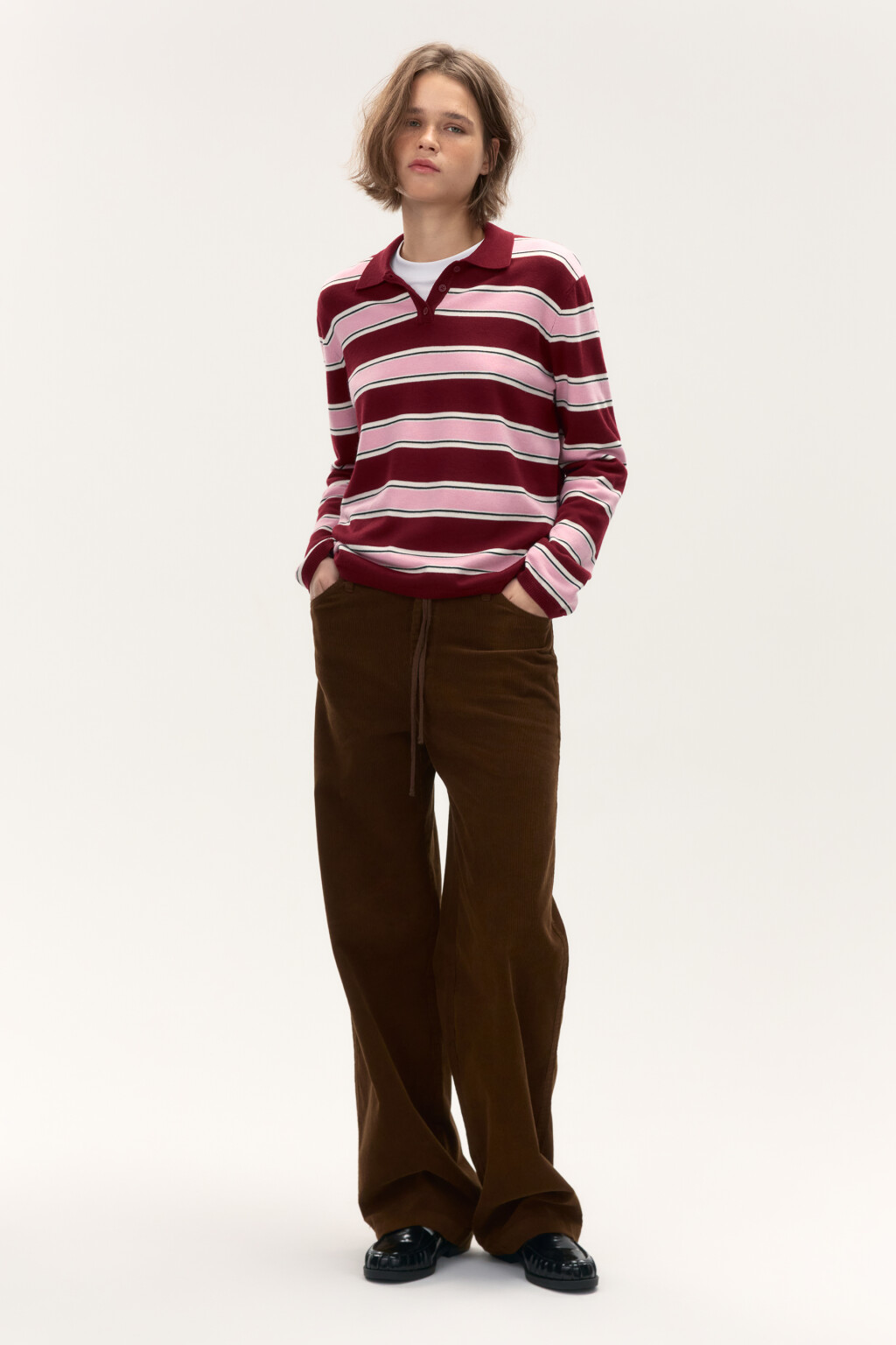 Джемпер-поло в полоску - цвет красный - 4