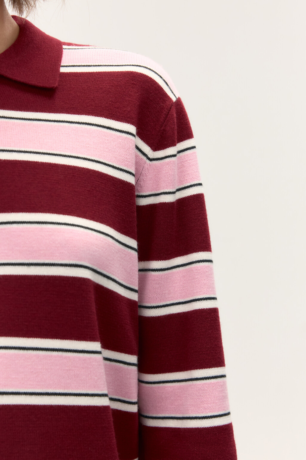 Джемпер-поло в полоску - цвет красный - 6