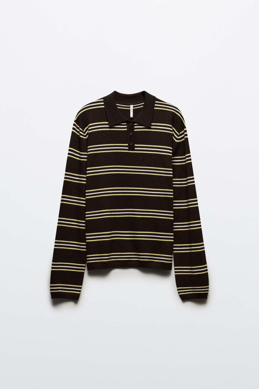 Джемпер-поло в полоску - цвет коричневый - 7