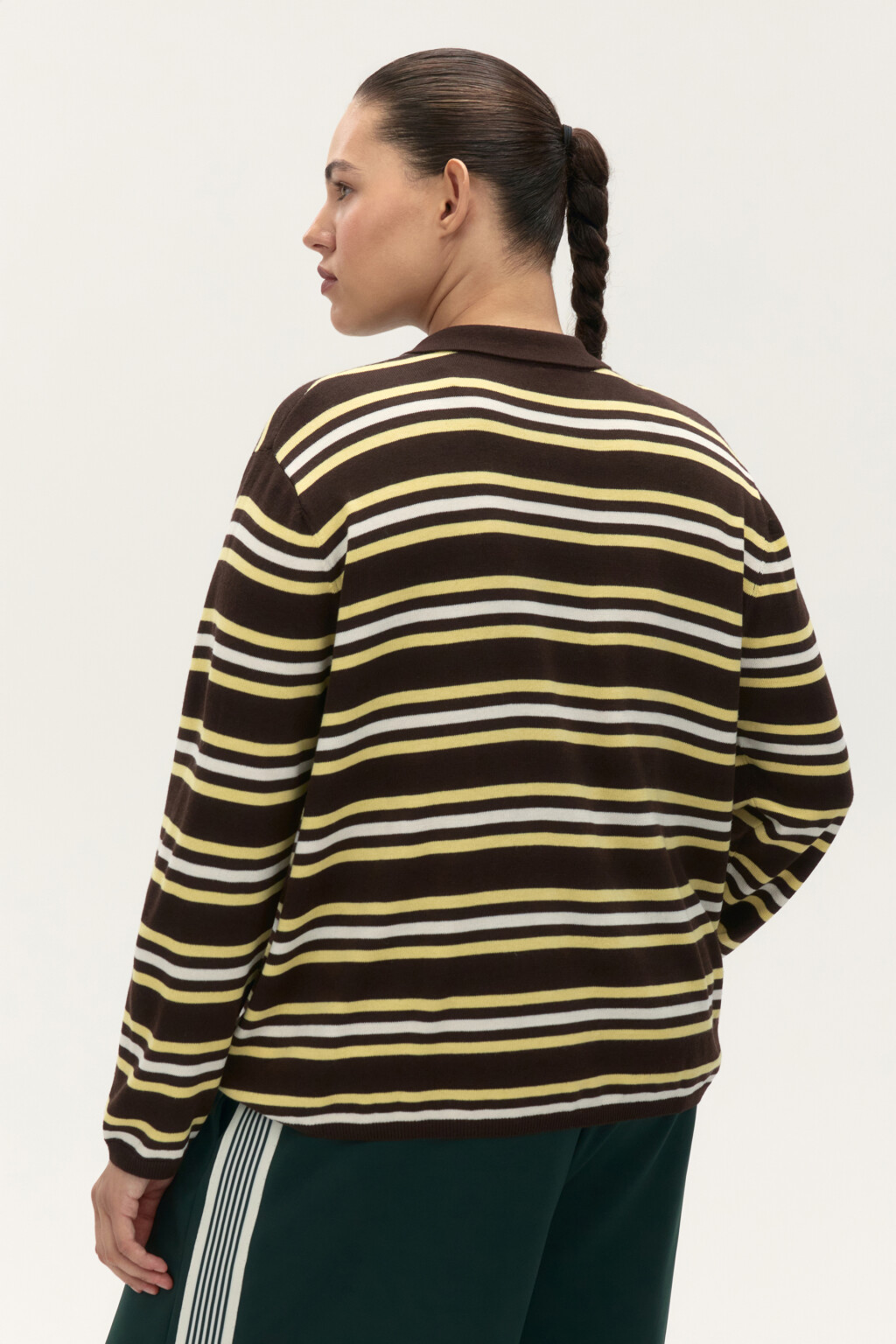 Джемпер-поло в полоску - цвет коричневый - 3
