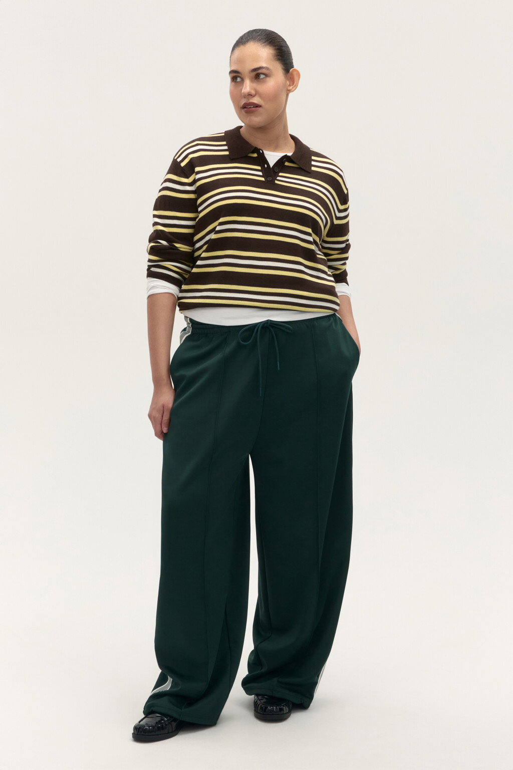 Джемпер-поло в полоску - цвет коричневый - 4