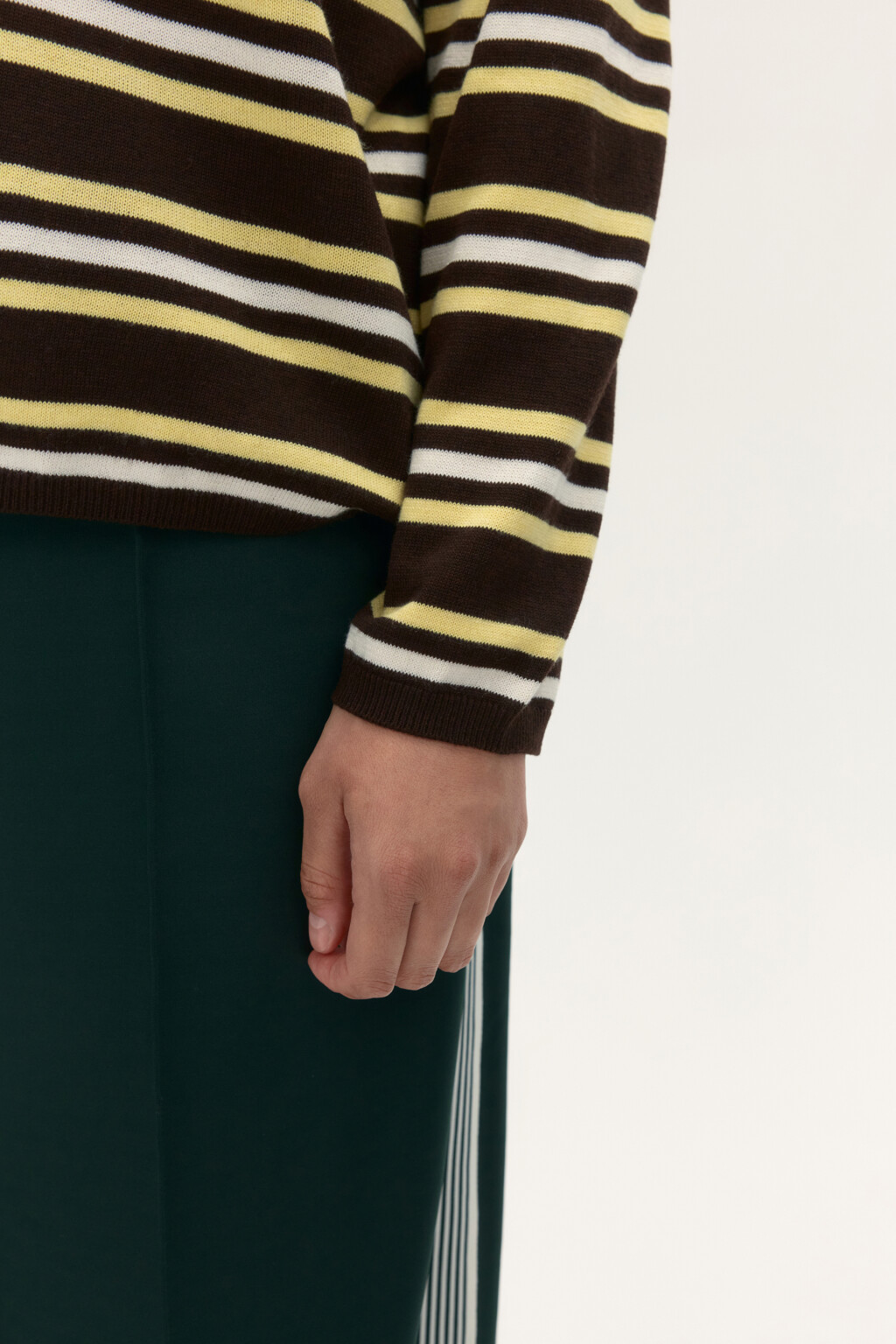 Джемпер-поло в полоску - цвет коричневый - 6