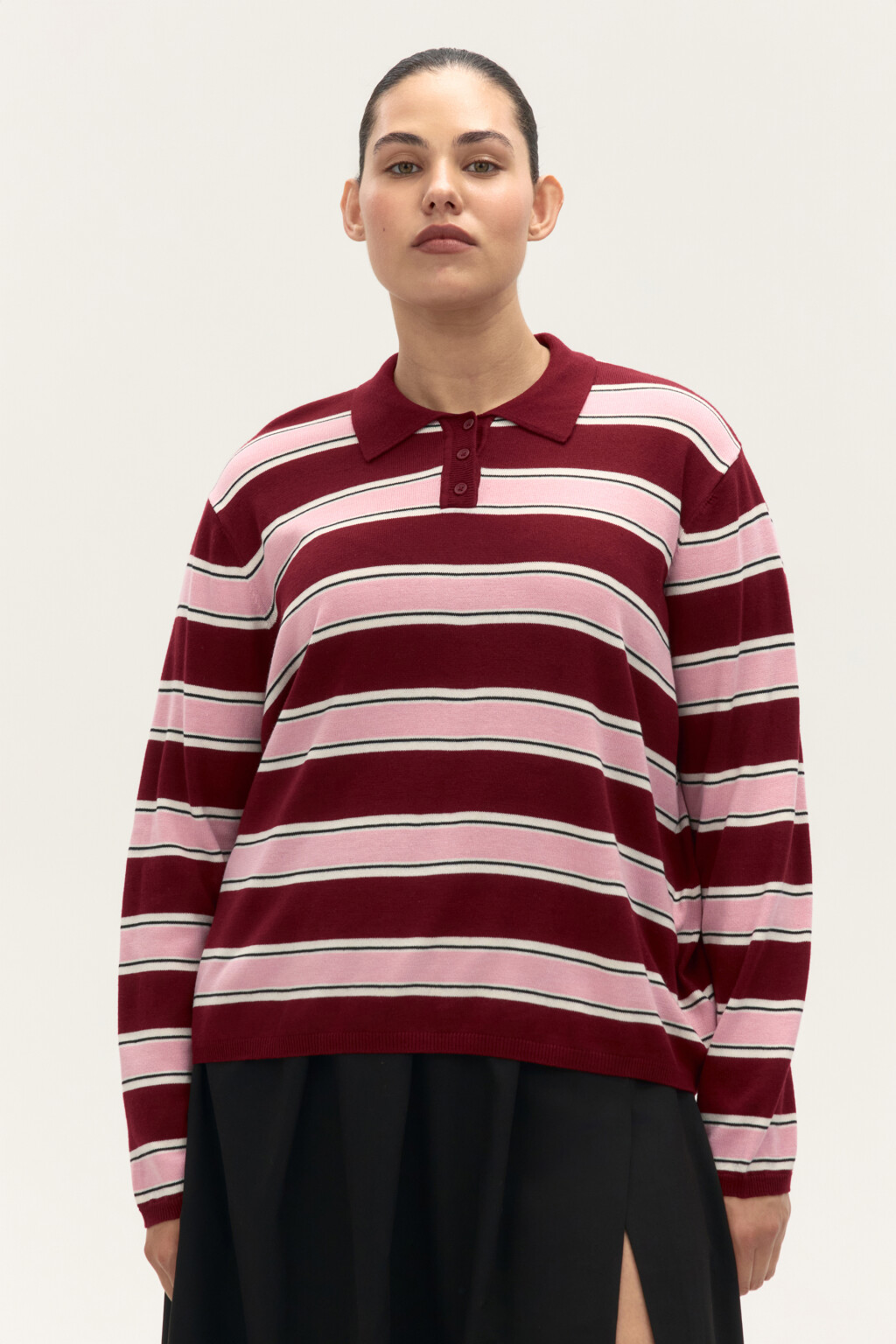 Джемпер-поло в полоску - цвет красный - 2