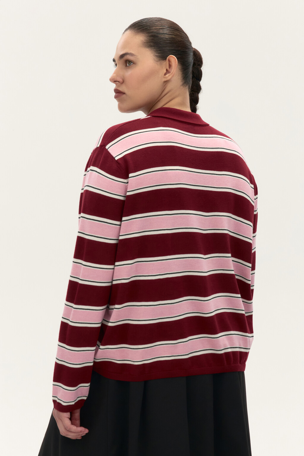 Джемпер-поло в полоску - цвет красный - 3