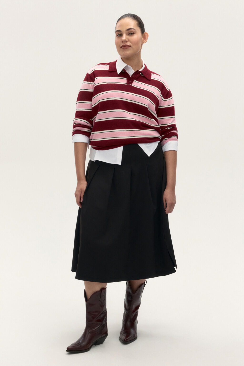 Джемпер-поло в полоску - цвет красный - 4