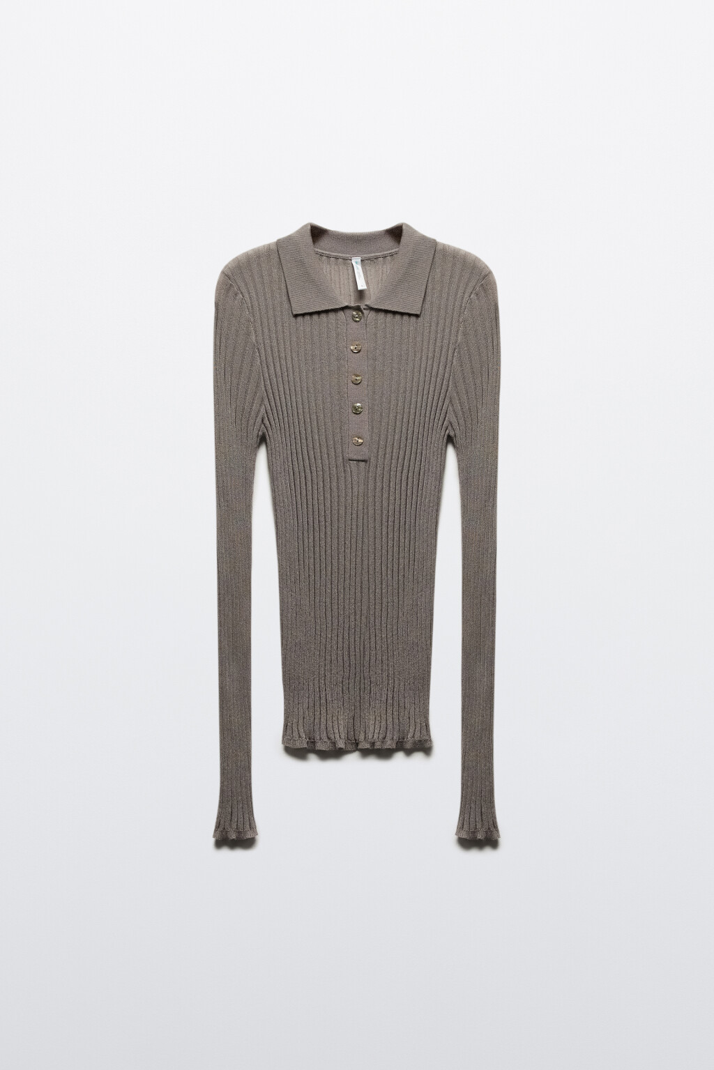 Джемпер-поло вискозный в рубчик - цвет бежевый - 8