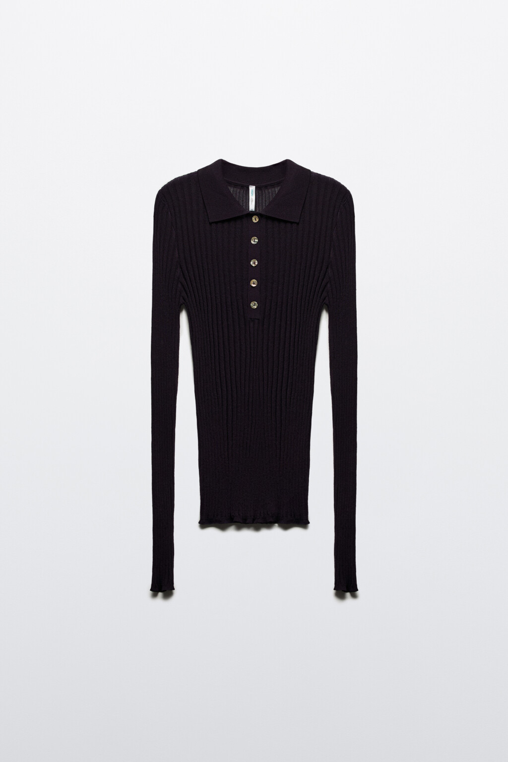 Джемпер-поло вискозный в рубчик - цвет фиолетовый - 7