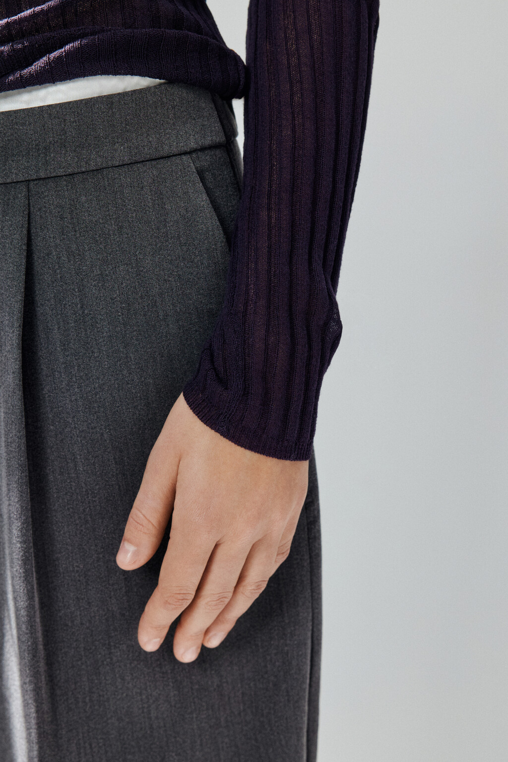 Джемпер-поло вискозный в рубчик - цвет фиолетовый - 6