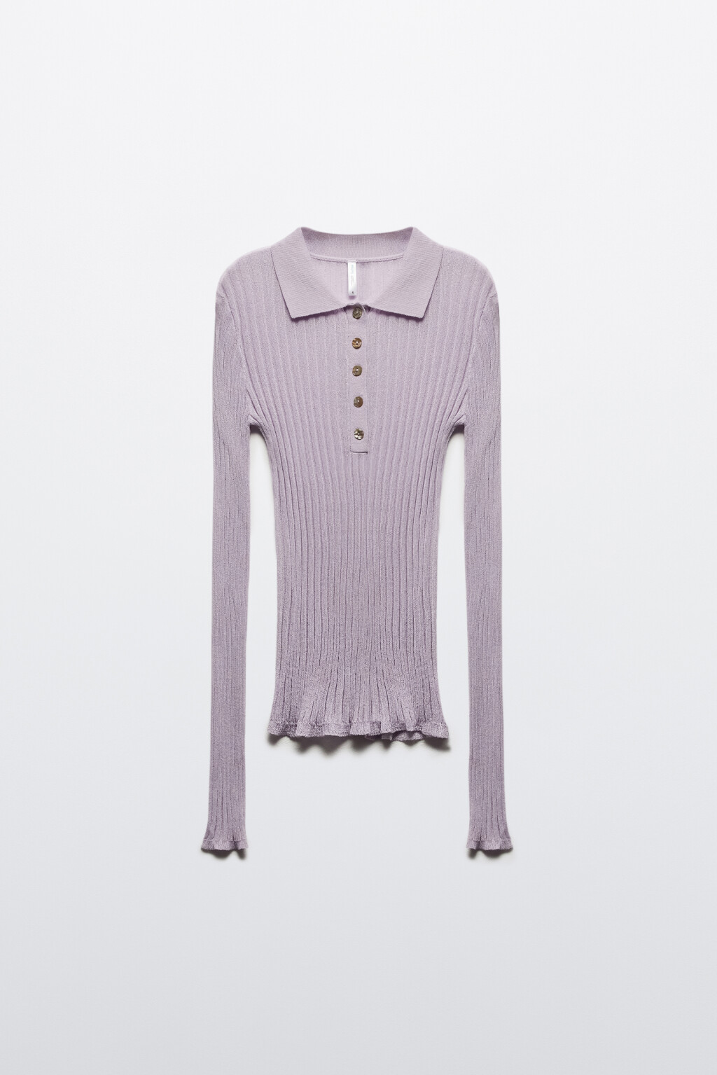 Джемпер-поло вискозный в рубчик - цвет сиреневый - 8