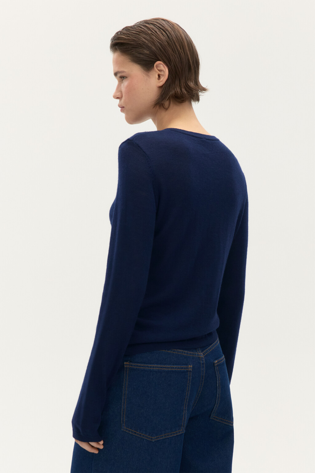 Джемпер из шерсти с застежкой - цвет синий - 3