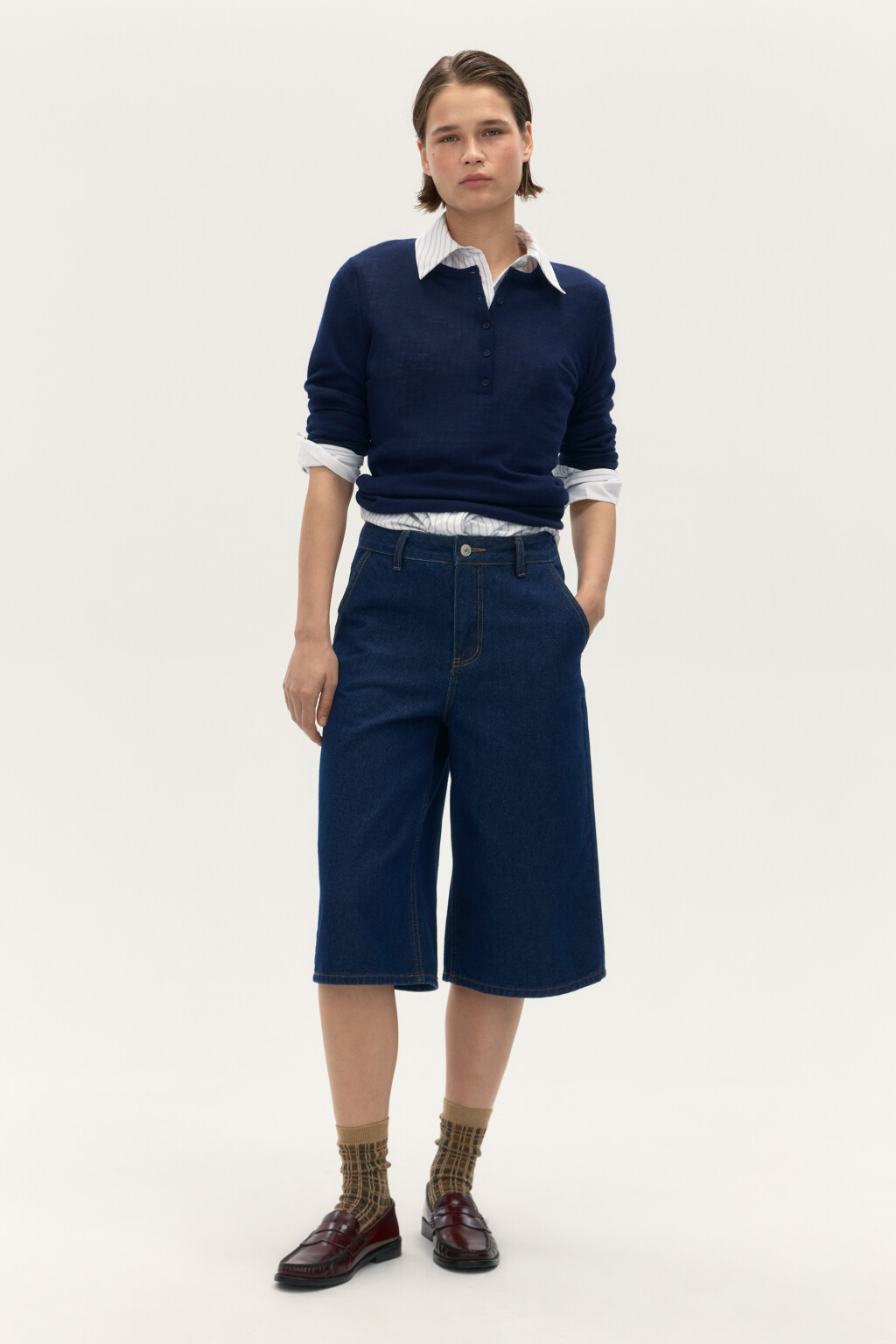 Джемпер из шерсти с застежкой - цвет синий - 4