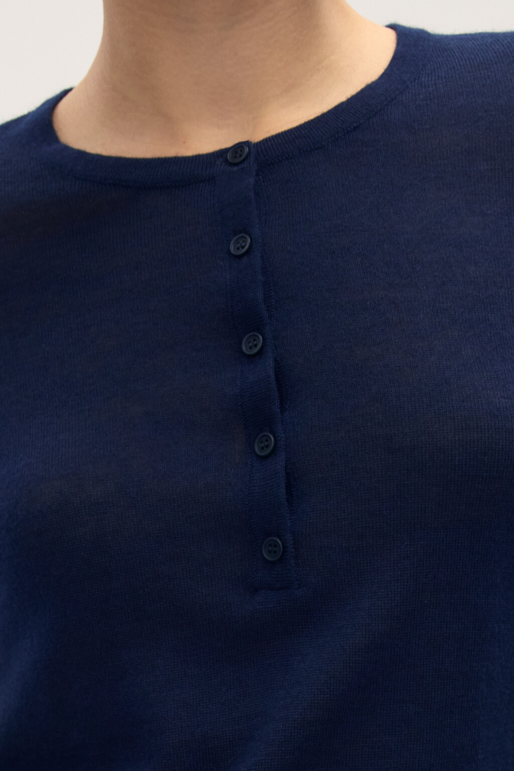Джемпер из шерсти с застежкой - цвет синий - 5