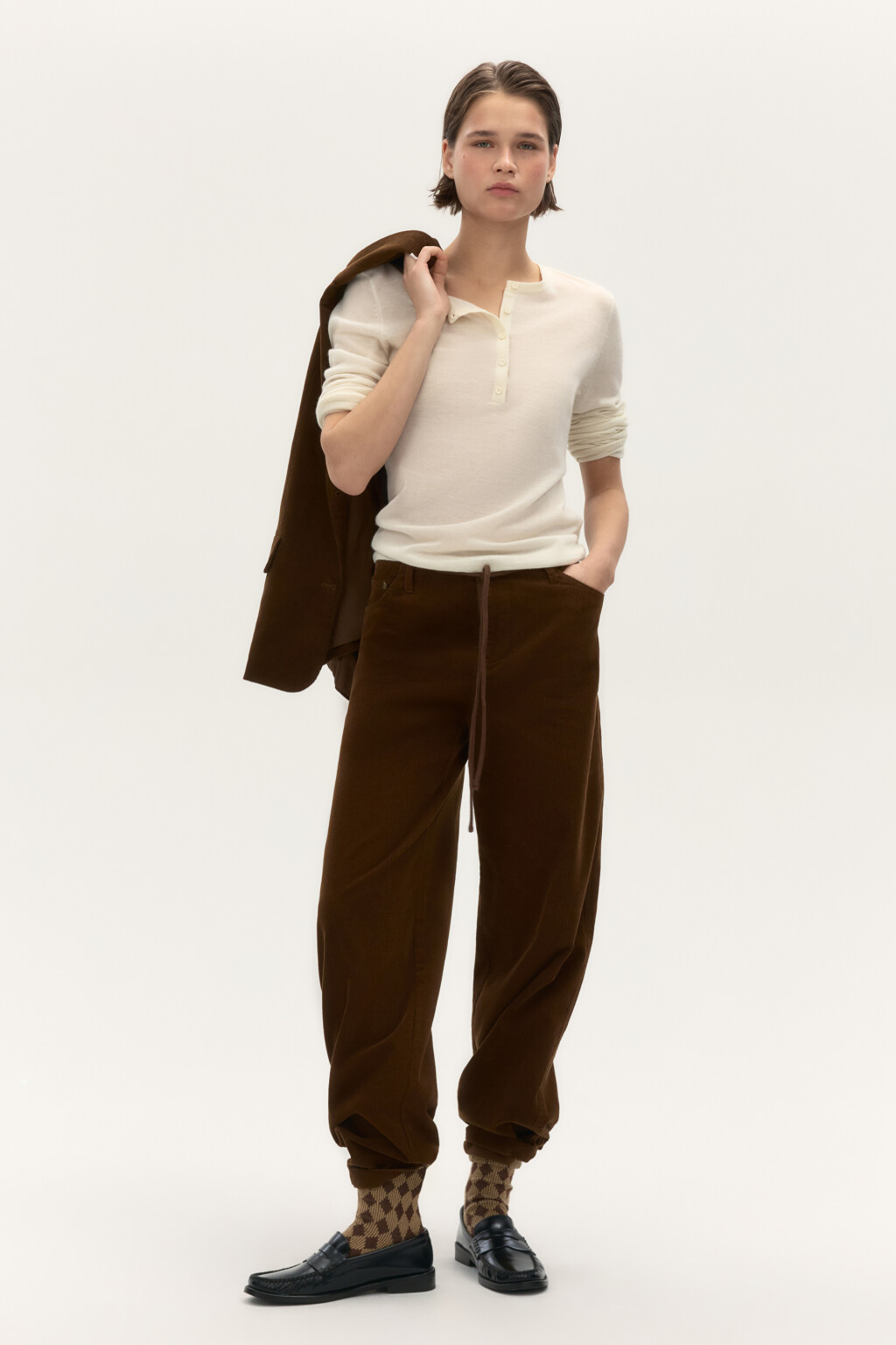 Джемпер из шерсти с застежкой - цвет молочный - 5