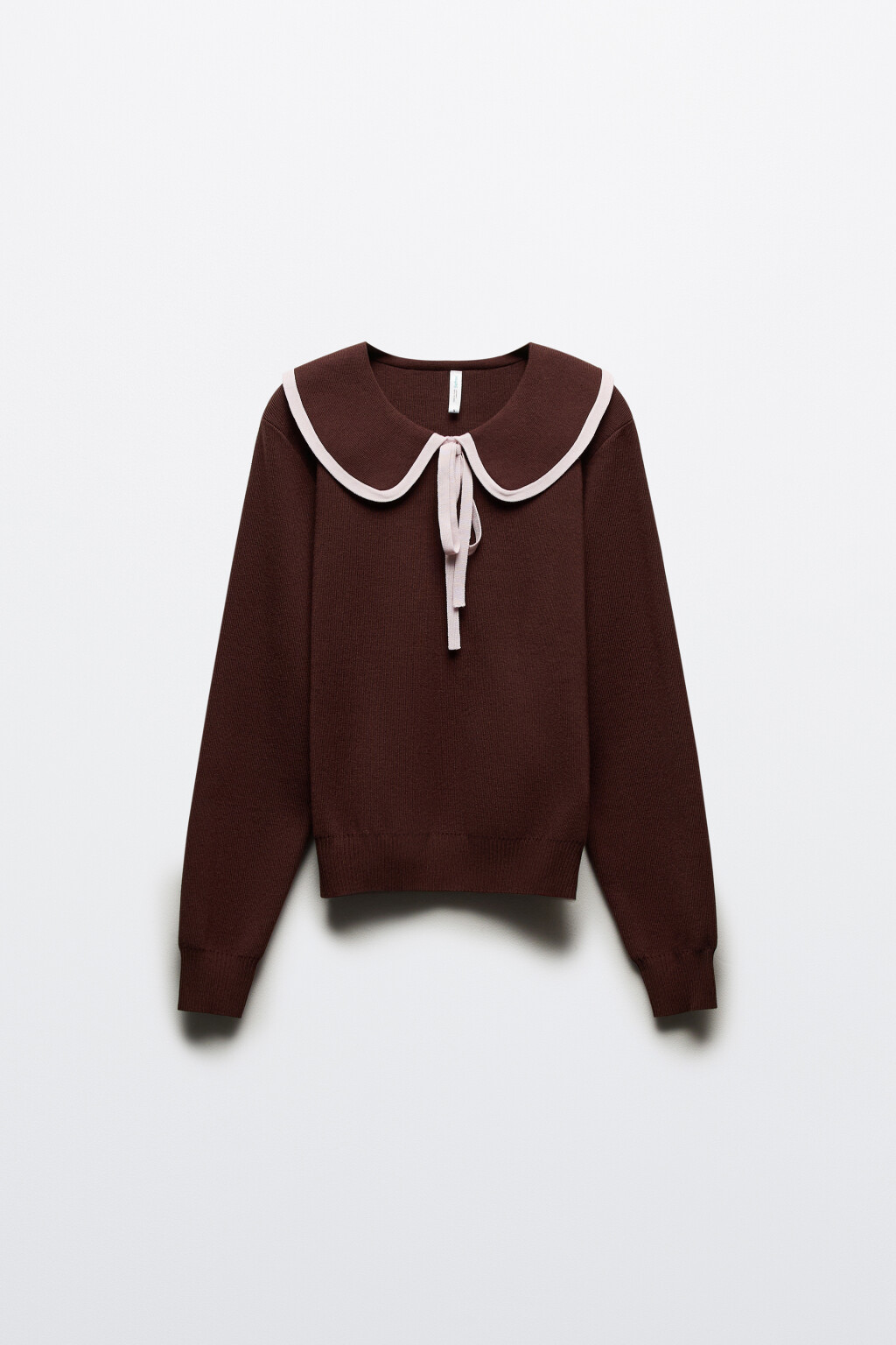 Джемпер вязаный с воротником - цвет коричневый - 7