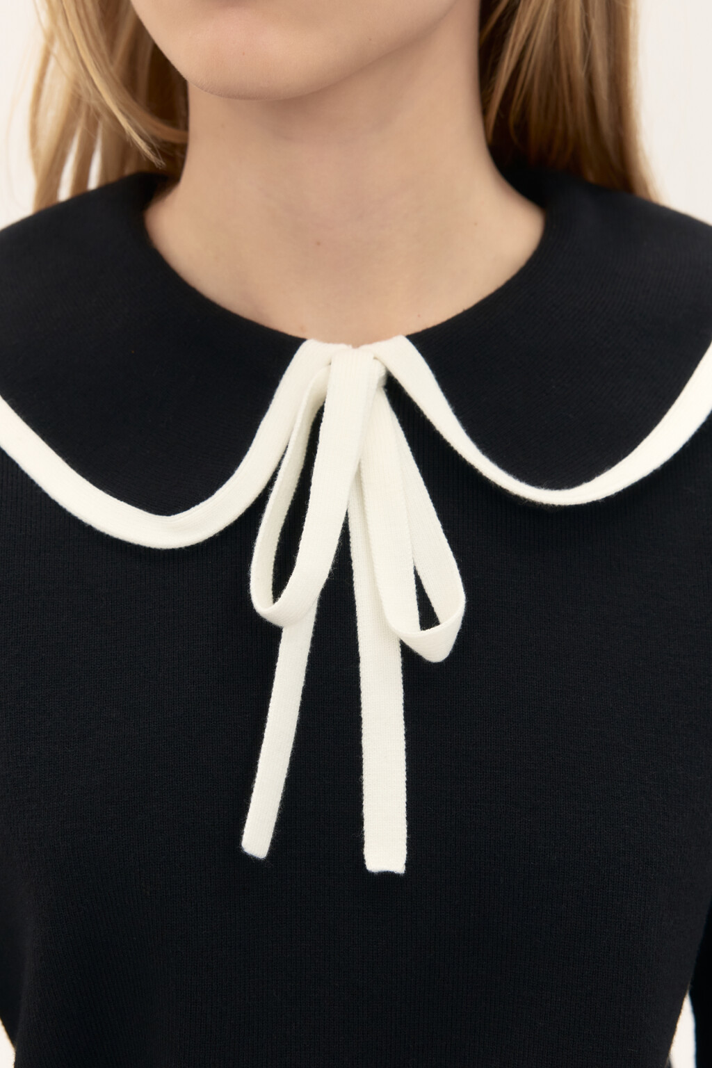 Джемпер вязаный с воротником - цвет черный - 5