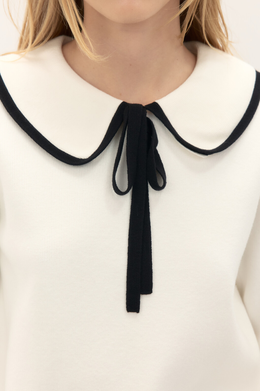 Джемпер вязаный с воротником - цвет молочный - 5