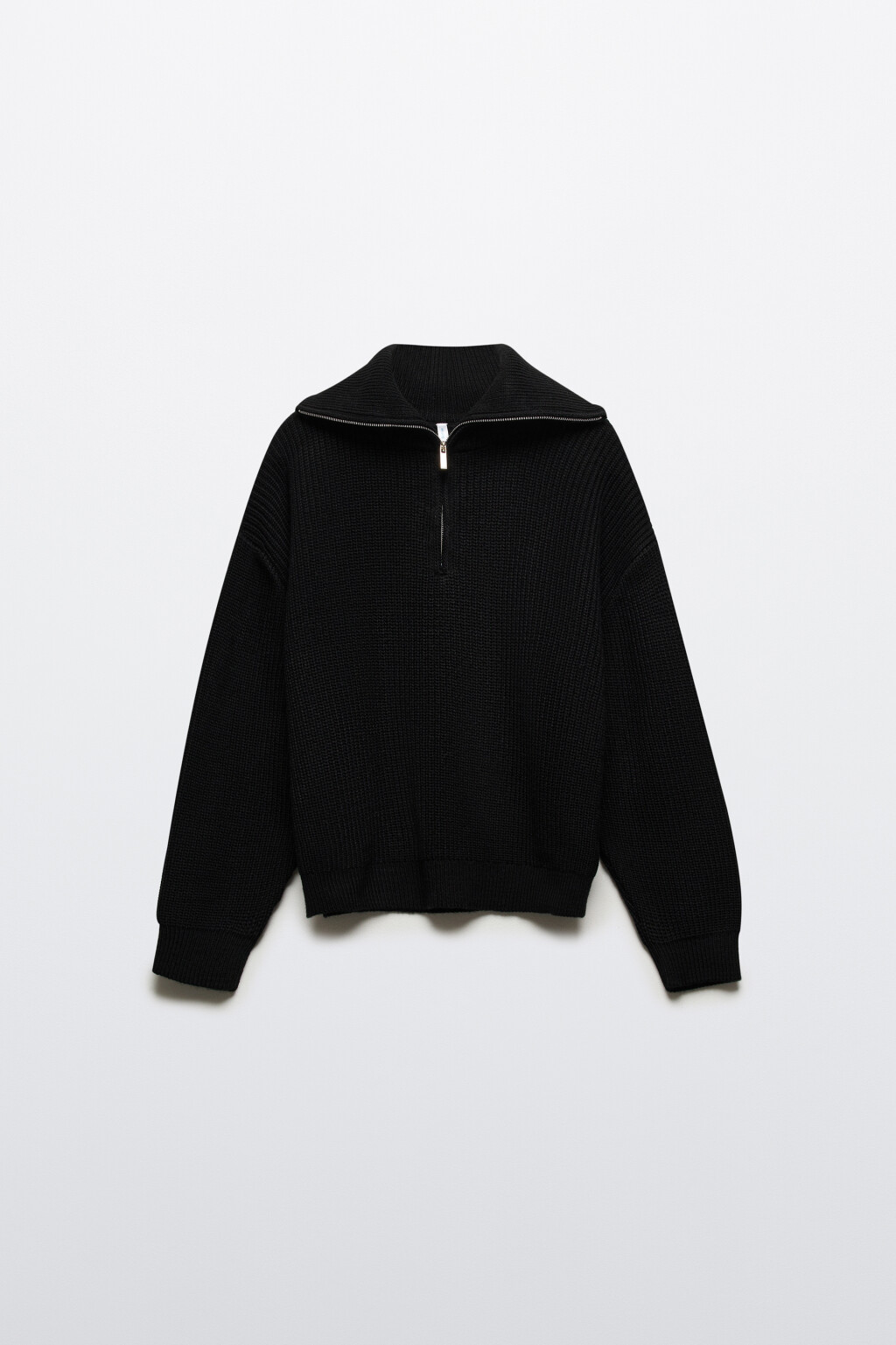 Джемпер на молнии в рубчик - цвет черный - 8