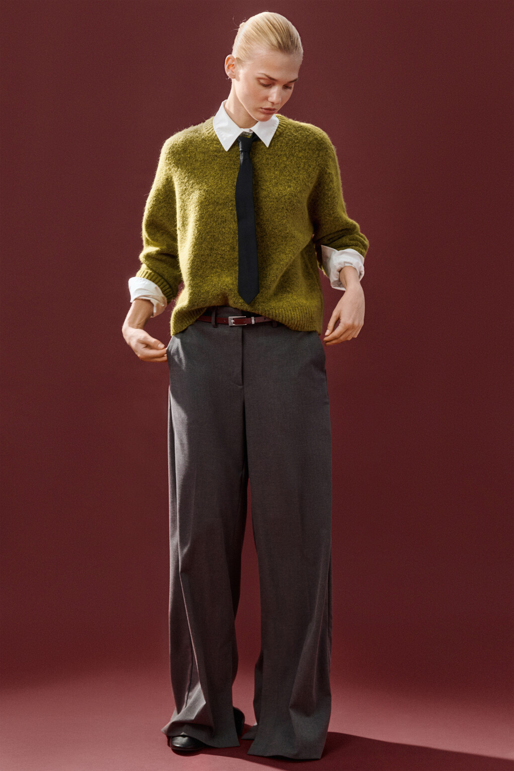 Джемпер вязаный с шерстью - цвет зеленый - 2