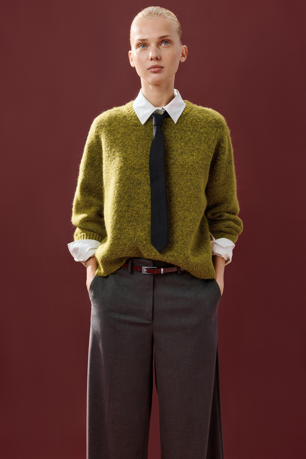 Джемпер вязаный с шерстью - цвет зеленый - 3