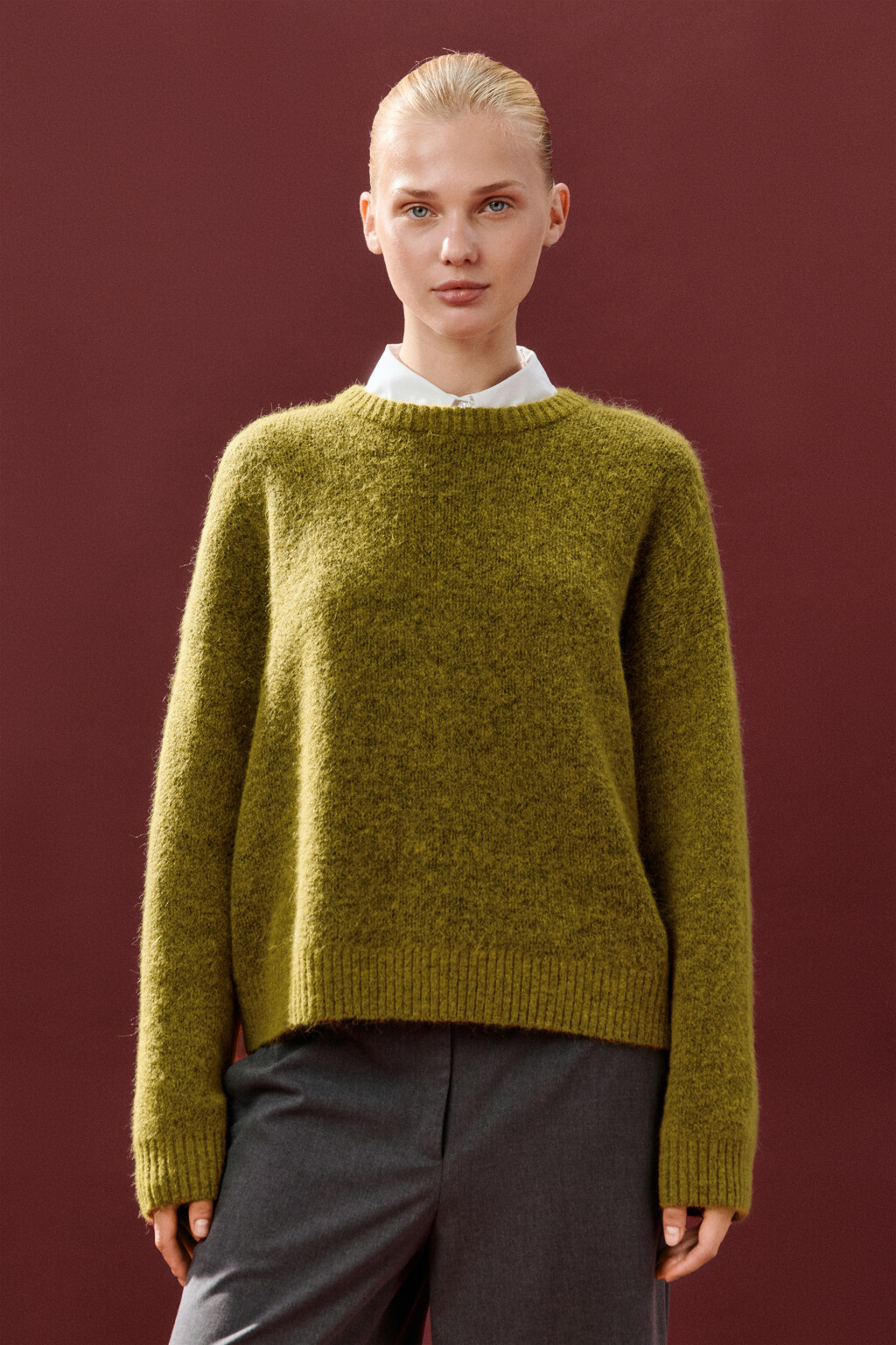 Джемпер вязаный с шерстью - цвет зеленый - 4