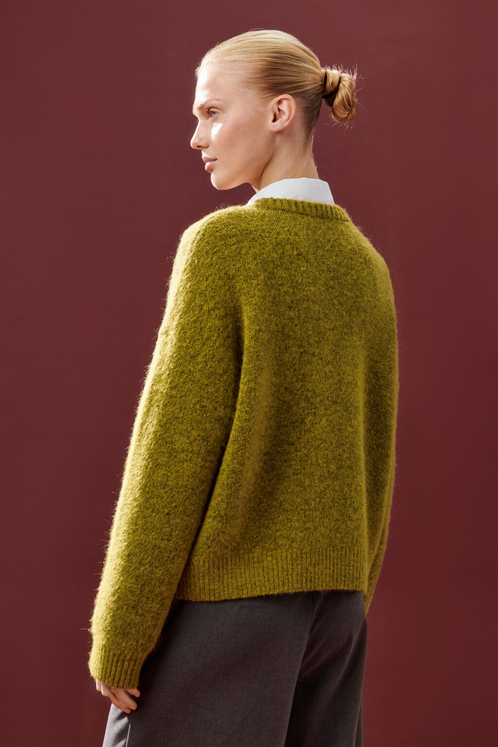 Джемпер вязаный с шерстью - цвет зеленый - 5