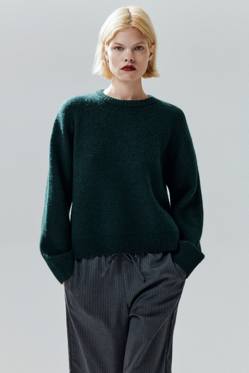 Джемпер вязаный с шерстью - цвет зеленый - 2