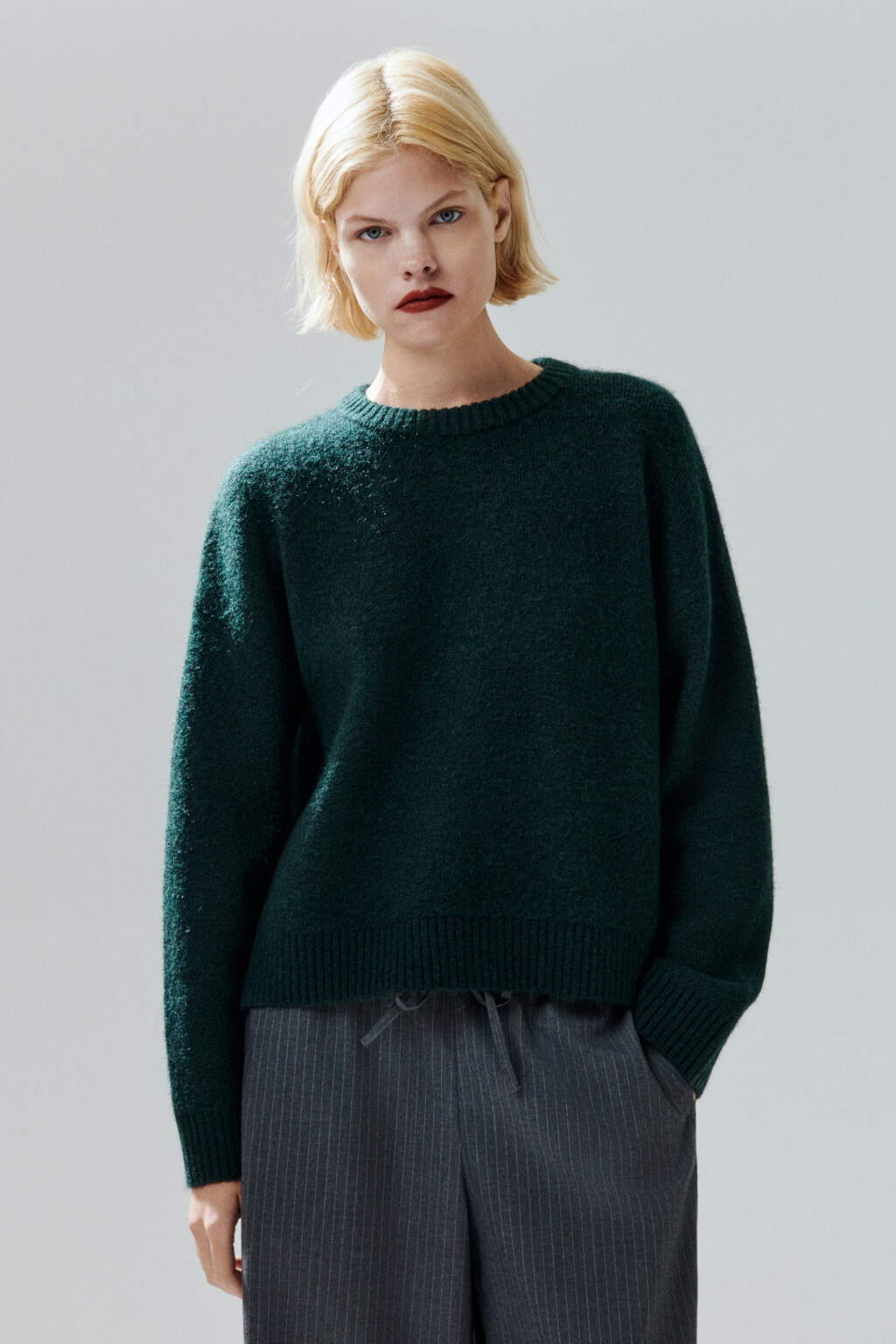 Джемпер вязаный с шерстью - цвет зеленый - 3