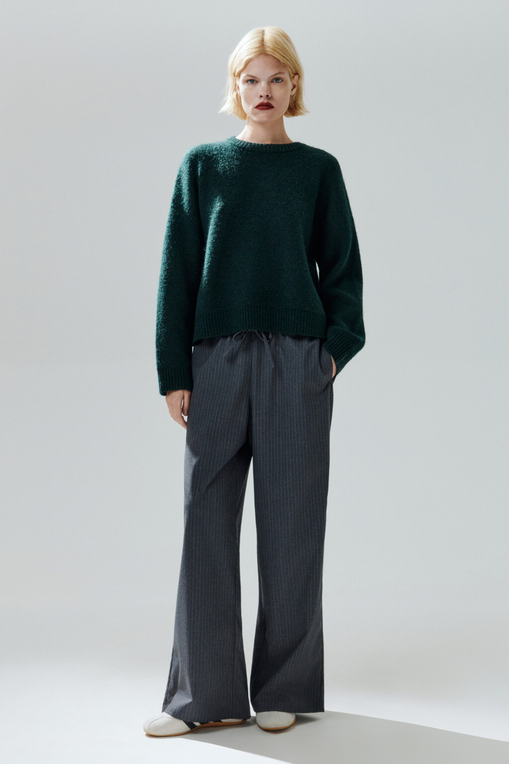 Джемпер вязаный с шерстью - цвет зеленый - 5