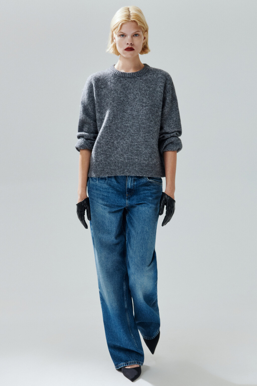 Джемпер вязаный с шерстью - цвет серый - 1