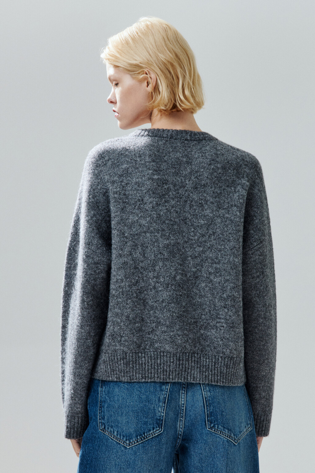 Джемпер вязаный с шерстью - цвет серый - 3