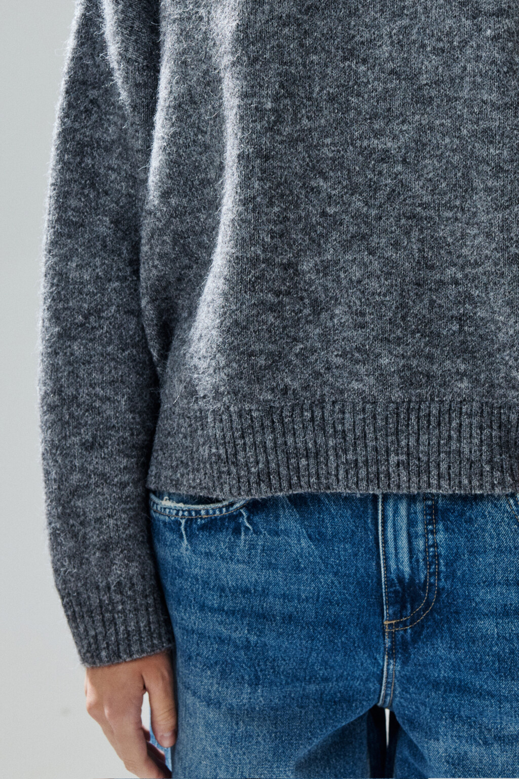 Джемпер вязаный с шерстью - цвет серый - 5